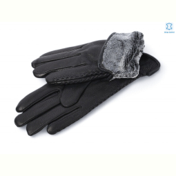 Перчатки RuBi 718 black шкіра олень махра