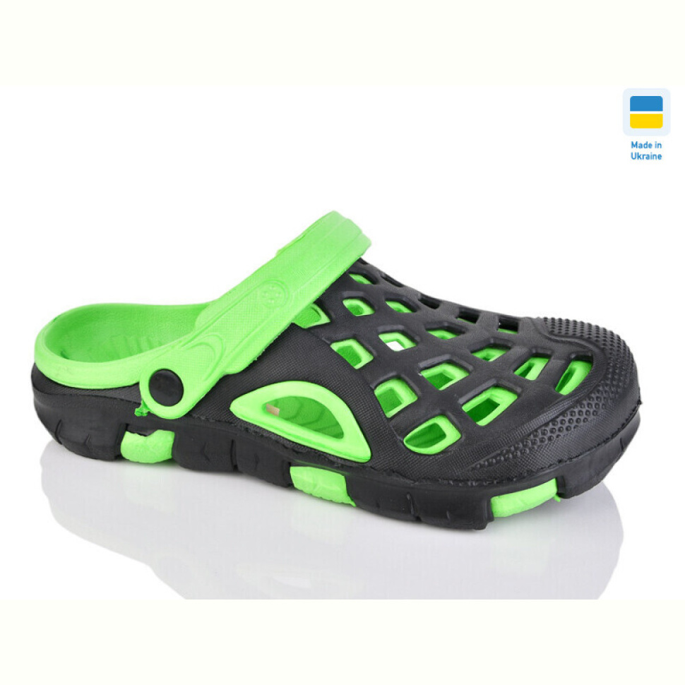 Кроксы Lot Shoes N308 чорно-зелений