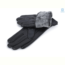 Перчатки RuBi 1138 black шкіра кози махра