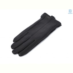 Перчатки RuBi 1138 black шкіра олень махра