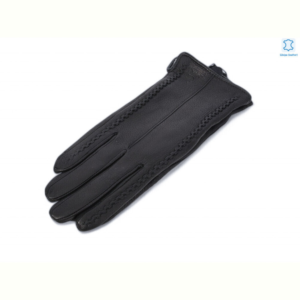 Перчатки RuBi 1138 black шкіра олень махра
