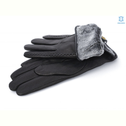 Перчатки RuBi 1138 black шкіра олень махра