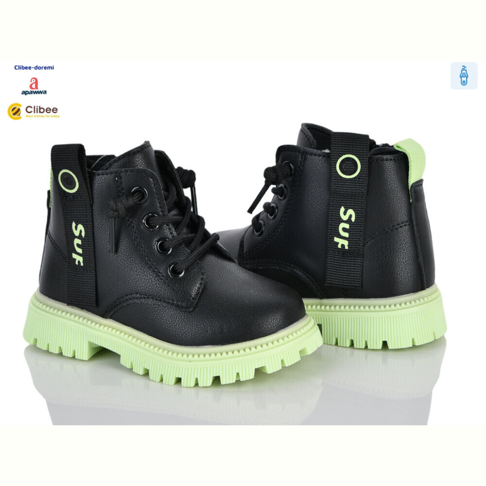 Ботинки Clibee-Doremi ABC(P)710-1 black-green Ботинки Clibee-Doremi ABC(P)710-1 black-green