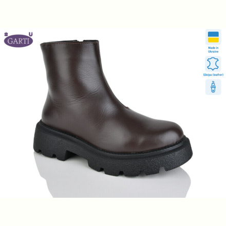 Ботинки Garti 6725 корич шкіра хутро