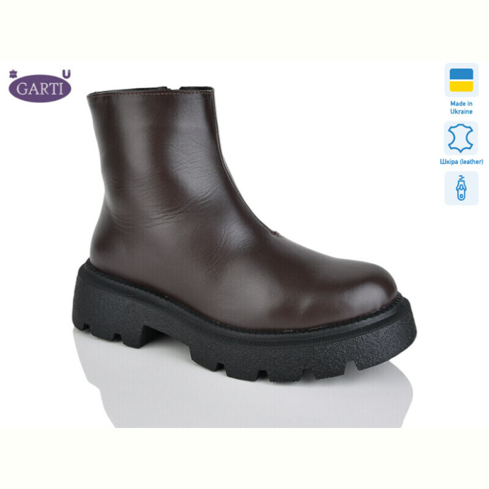 Ботинки Garti 6725 корич шкіра хутро