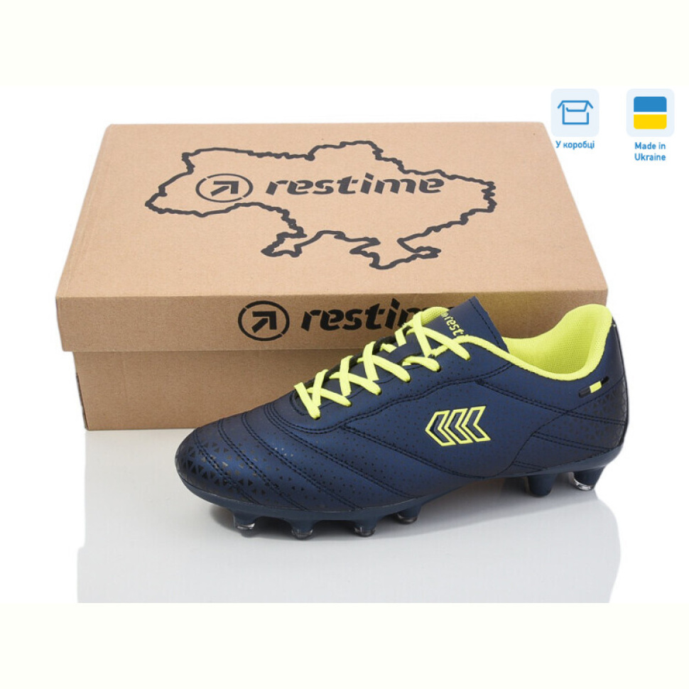 Футбольная обувь Restime DW024412-2 navy-lemon Футбольная обувь Restime DW024412-2 navy-lemon