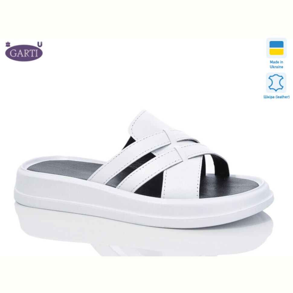 Шлепки Garti 0174 біла шкіра