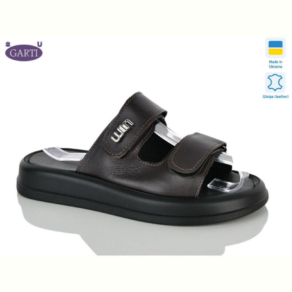 Шлепки Garti 0115 корич шкіра