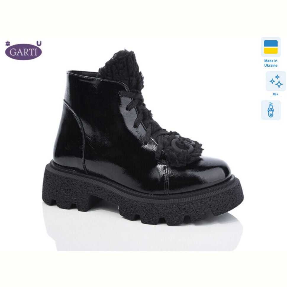 Ботинки Garti 6971 чорний лак байка