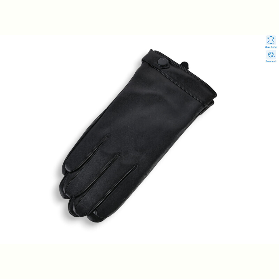 Перчатки Королева YA03М шкіра вовна black Перчатки Королева YA03М шкіра вовна black