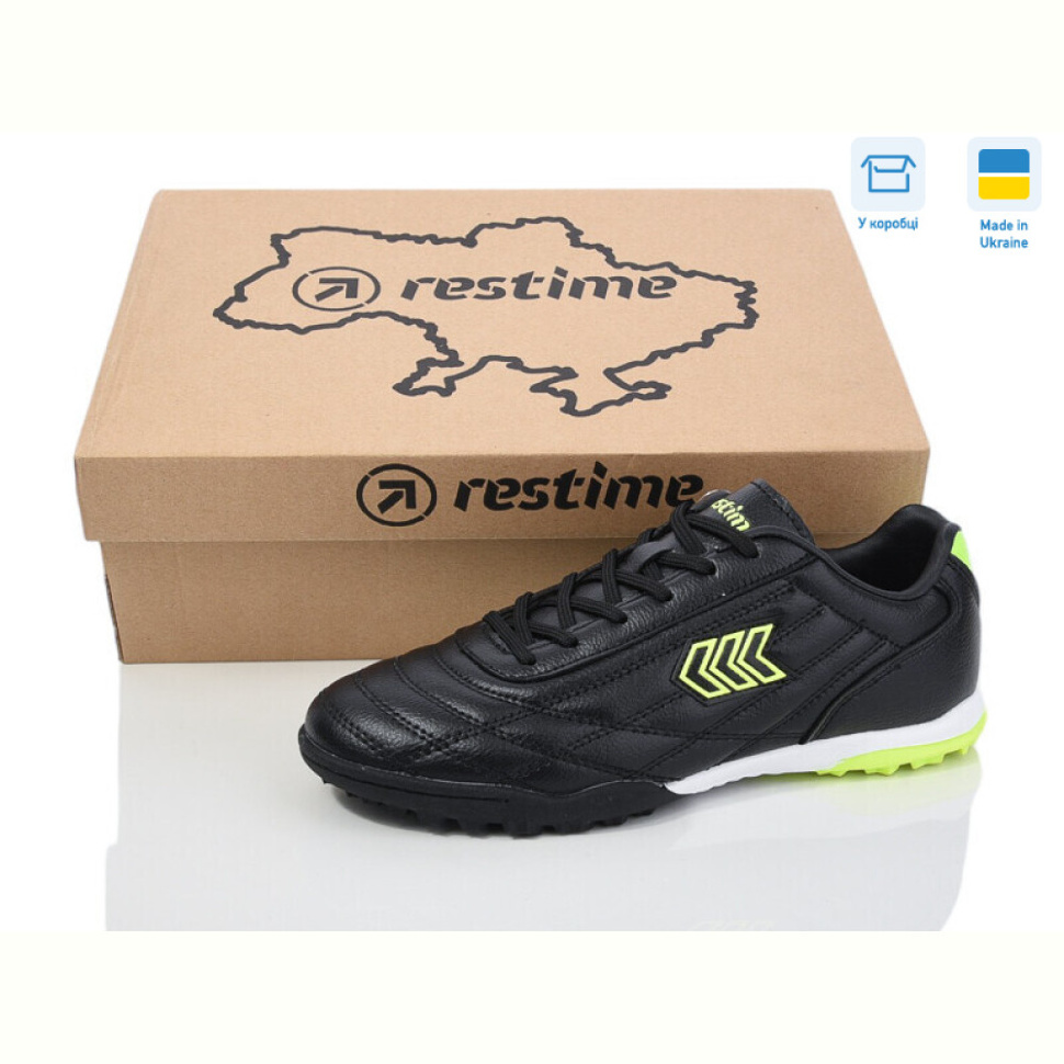 Футбольная обувь Restime DW024133-1 black-lime Футбольная обувь Restime DW024133-1 black-lime