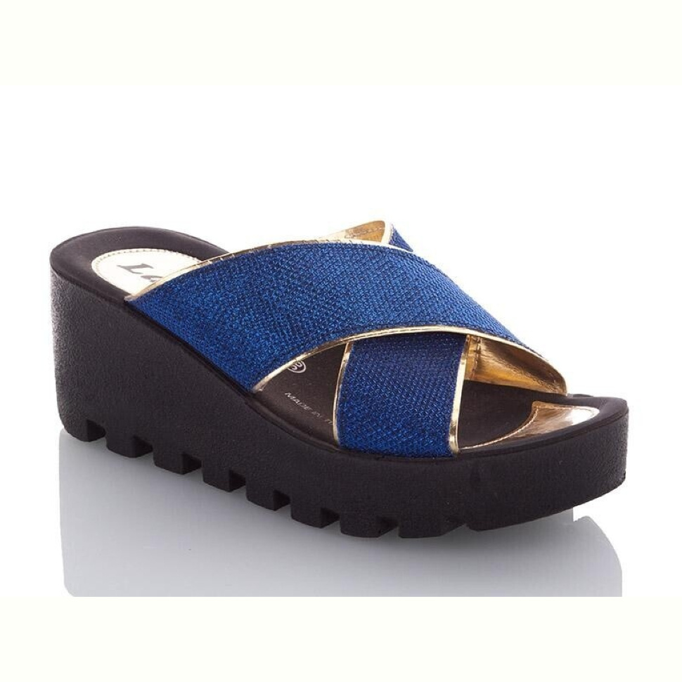 Шлепки DeMur W26-W777-19 blue-gold