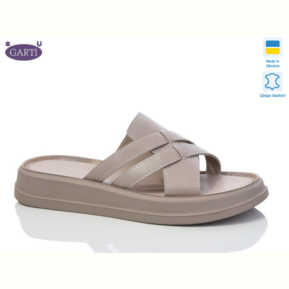 Шлепки Garti 0174 беж шкіра Шлепки Garti 0174 беж шкіра