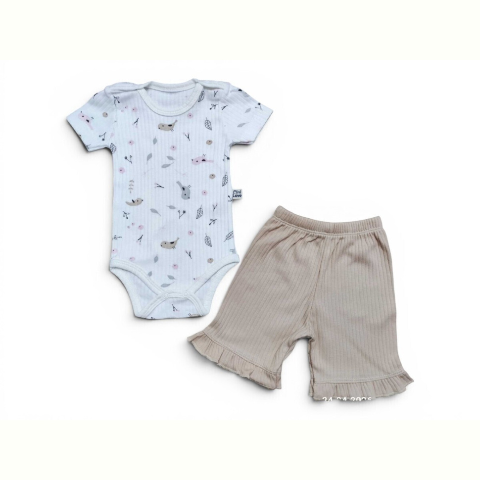 Костюм Kids-modnik 41003 комплект для малюків боді-шорти капучіно