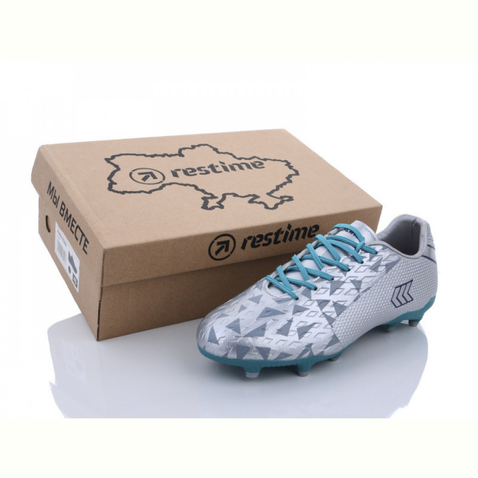 Футбольная обувь Restime DMB21413-2 silver-cyan