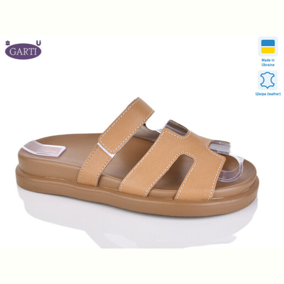 Шлепки Garti 0091 руда шкіра