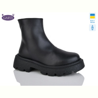Ботинки Garti 6725 чорна шкіра байка