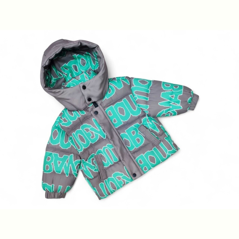 Куртка Kids-modnik A826 сірий з зеленим єврозима Куртка Kids-modnik A826 сірий з зеленим єврозима
