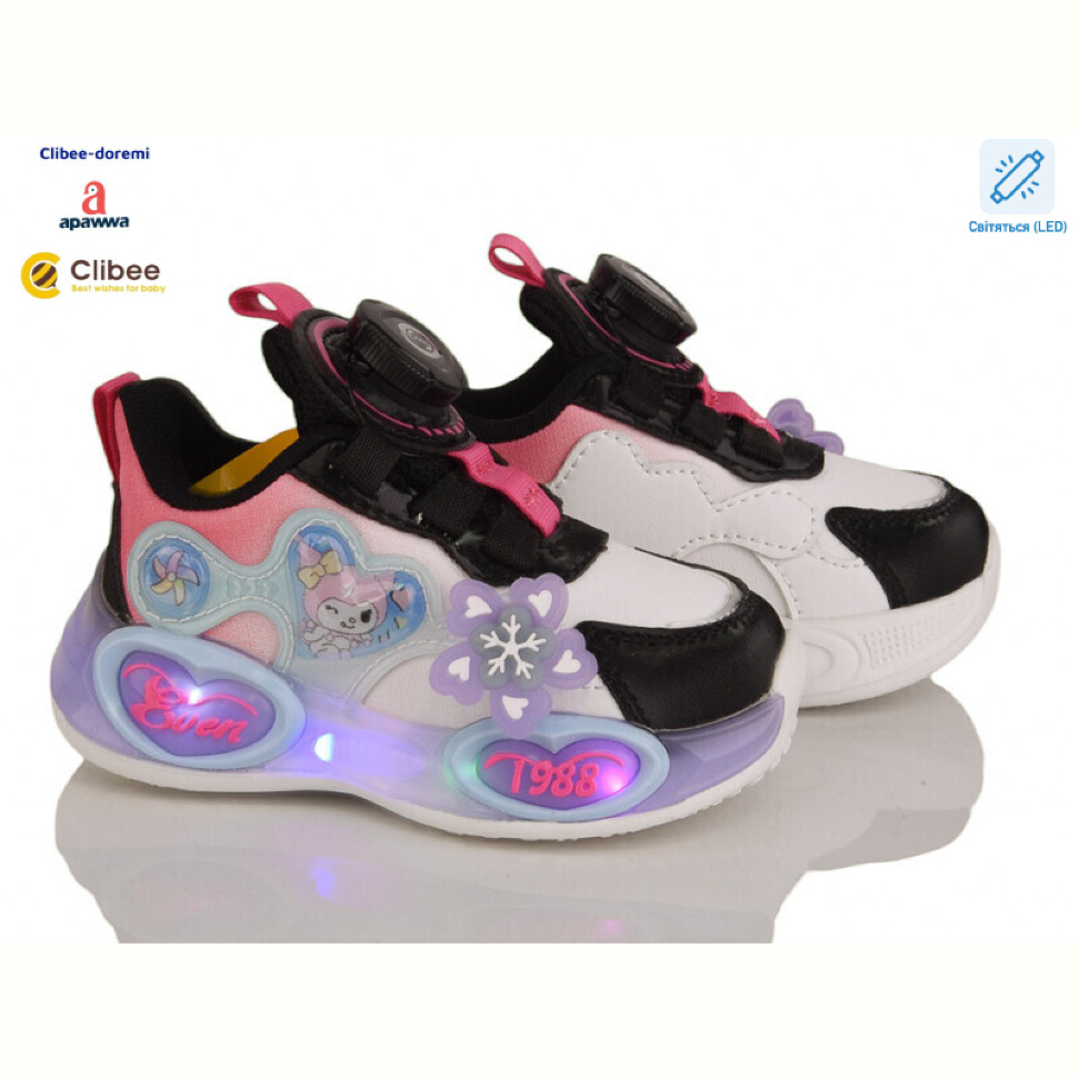 Кроссовки Clibee-Doremi EA368 black-peach LED