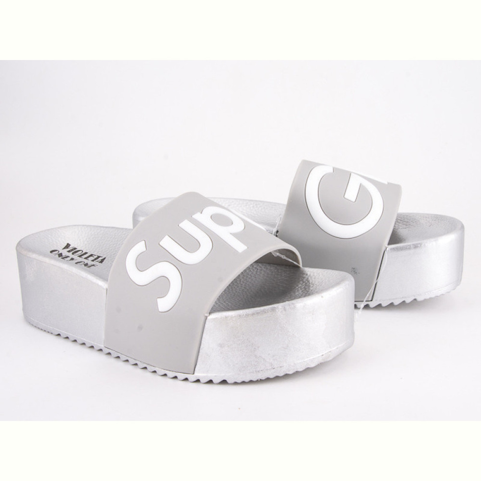 Шлепки Violeta 8-306 silver