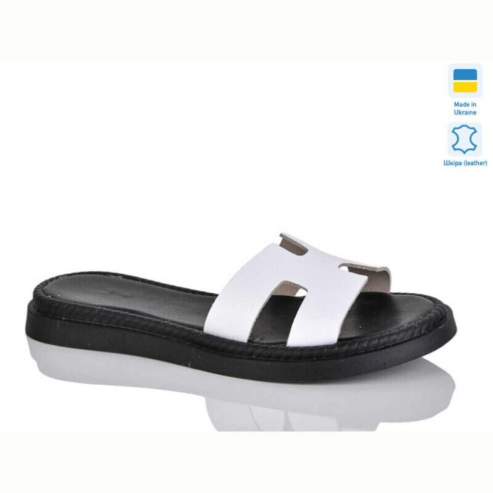 Шлепки Sali 501-1 білий к.чорн.під.