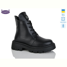 Ботинки Garti 360 чорна шкіра байка