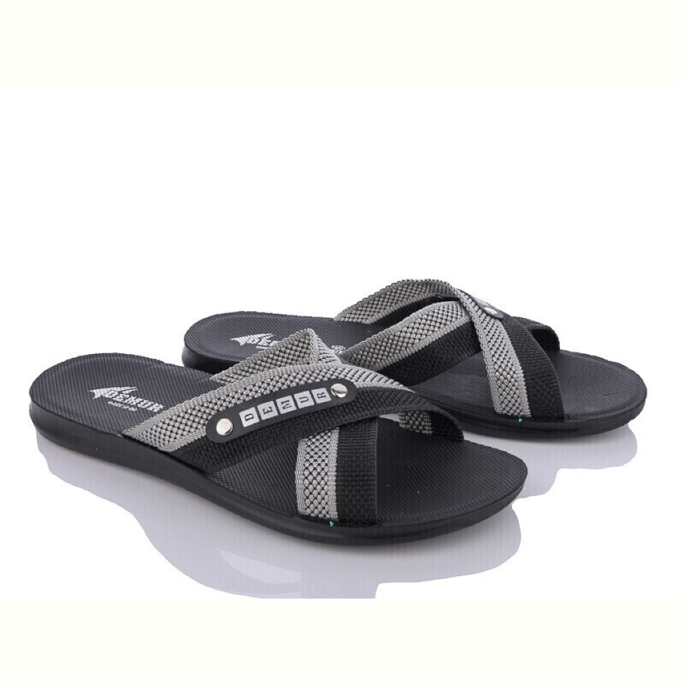 Шлепки DeMur TRK2026-1-004-1 чорний-сірий батал