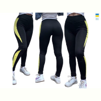Лосины Sport style 52862 чорний з жовтою вставкою