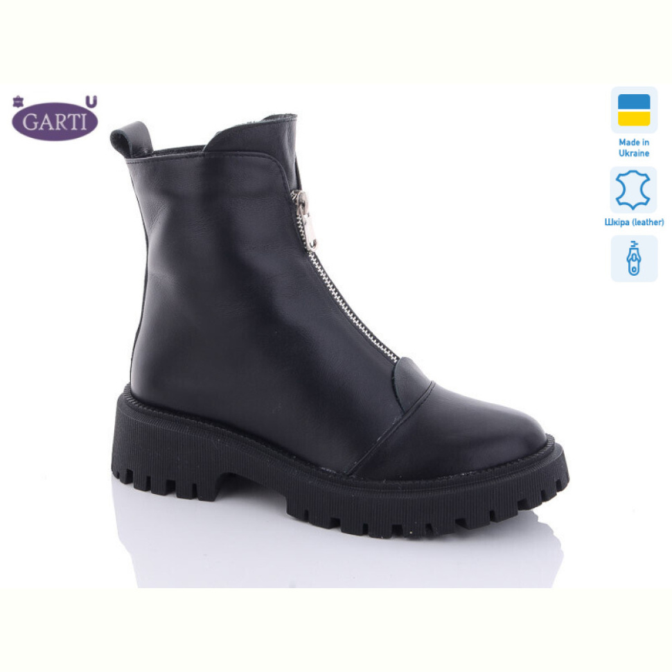 Ботинки Garti 305 чорна шкіра хутро