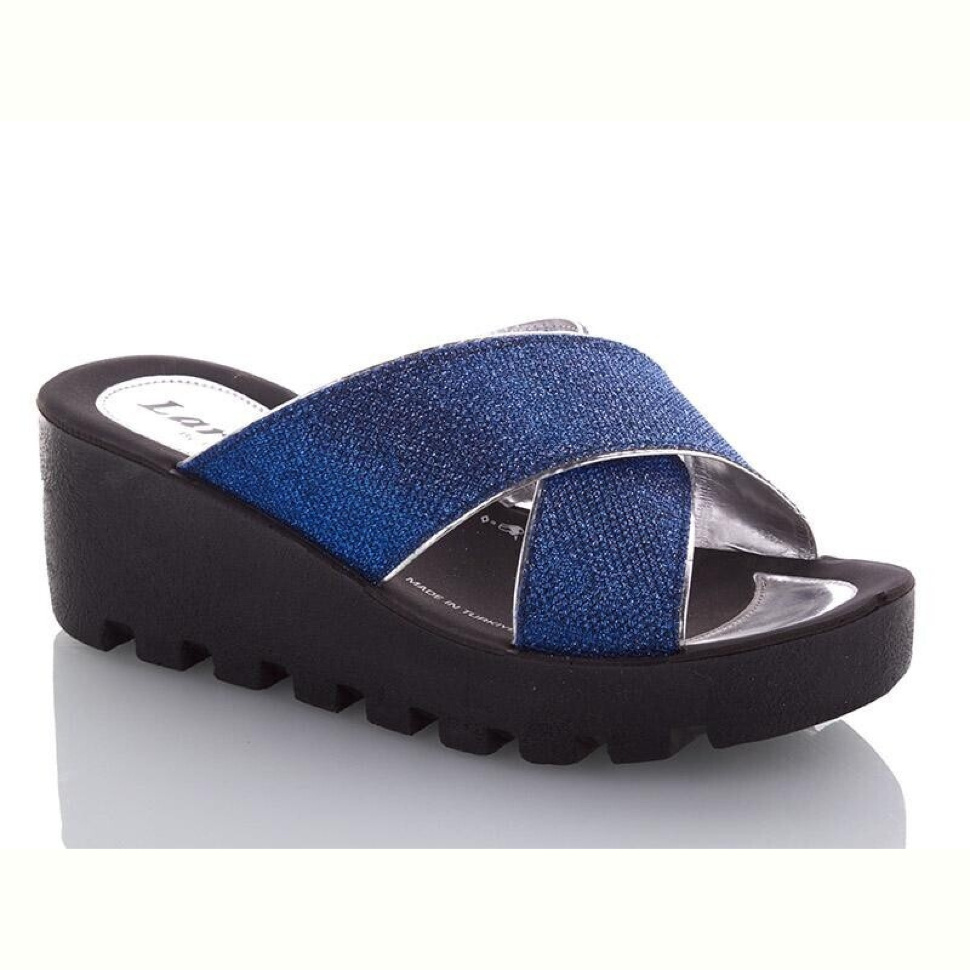 Шлепки DeMur W26-W777-19 blue-silver