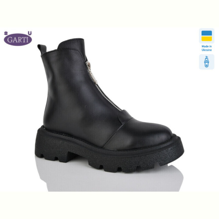 Ботинки Garti 307 чорна шкіра хутро