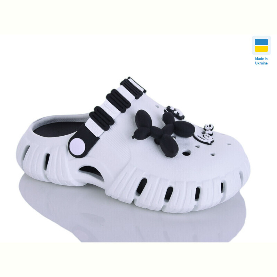 Кроксы DeMur 6012 білий-чорний