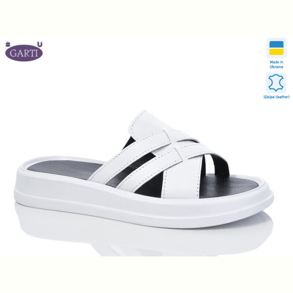 Шлепки Garti 0174 біла шкіра
