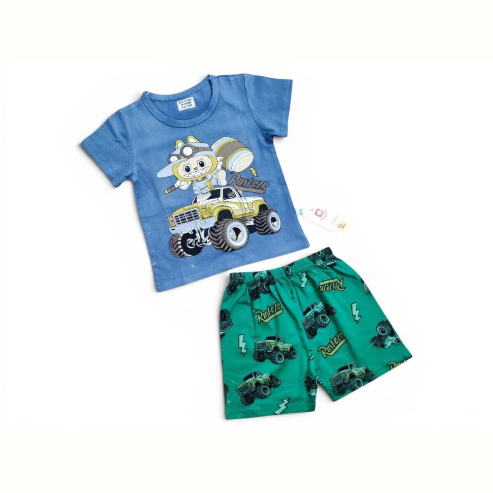 Костюм Kids-modnik 2619 комплект футболка-шорти синьо-зелений