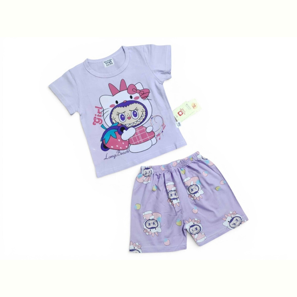 Костюм Kids-modnik 2619 комплект футболка-шорти бузковий