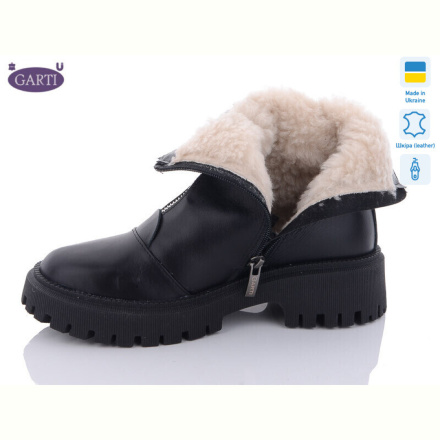 Ботинки Garti 305 чорна шкіра хутро