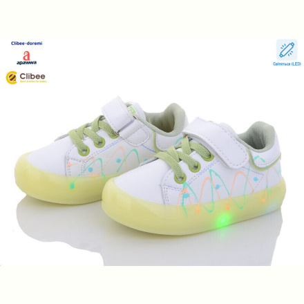 Кроссовки Clibee-Doremi N57-2 white-green LED