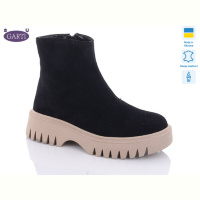 Ботинки Garti 6722 чорний замш-беж хутро