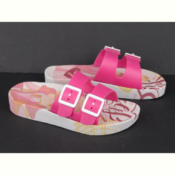Шлепки Violeta 12692 pink-white