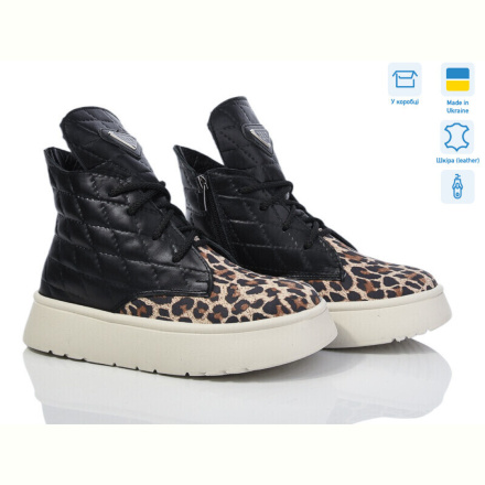 Ботинки Мрія 498 ч.ш.+беж.лео