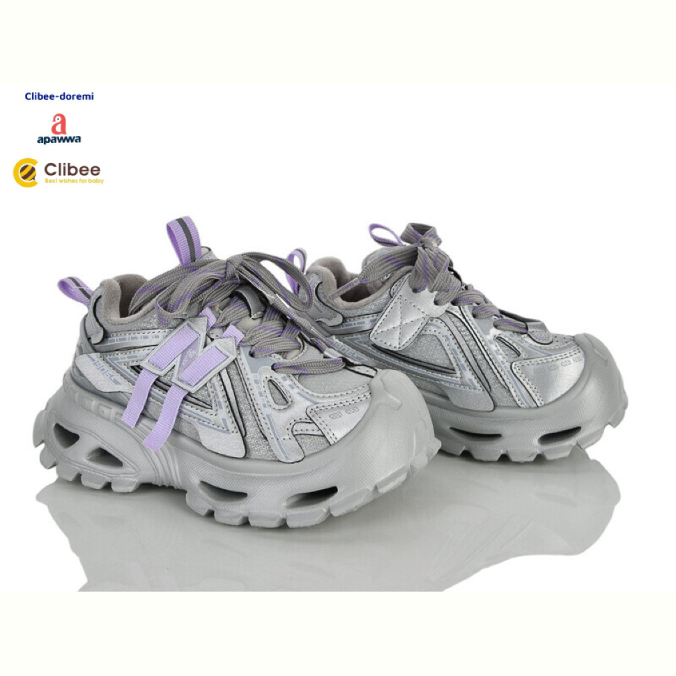 Кроссовки Clibee-Doremi 59B2289 grey-purpure фліс