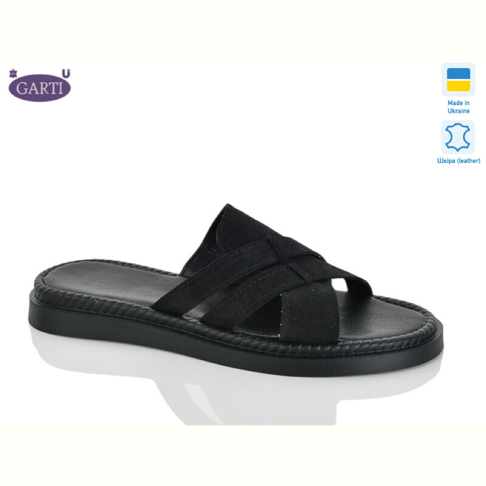 Шлепки Garti 3174 чорний замш