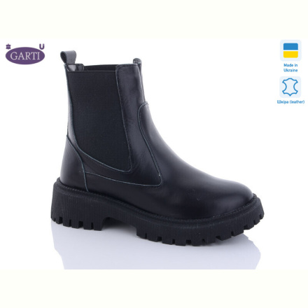 Ботинки Garti 361 чорна шкіра хутро