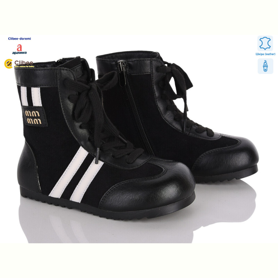 Ботинки Clibee-Doremi A9312 black фліс