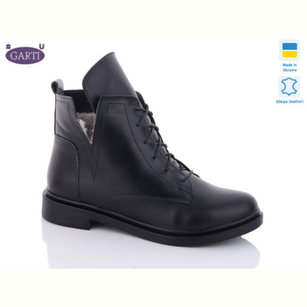 Ботинки Garti 209 чорна шкіра хутро