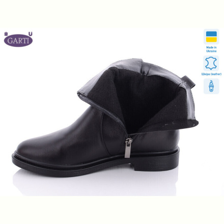 Ботинки Garti 507 чорна шкіра байка