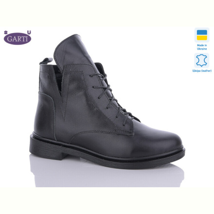 Ботинки Garti 209 чорна шкіра байка