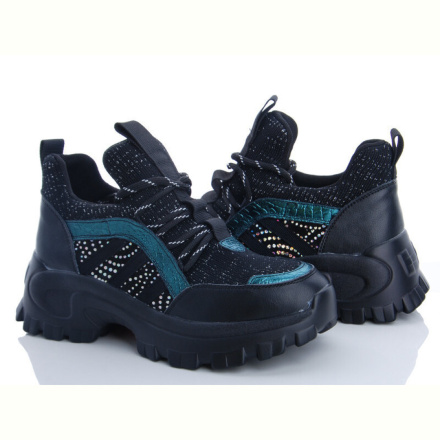 Кроссовки Diana Кроссовки НАТУР.КОЖА-ткань-люрекс черный РОЗПРОДАЖ