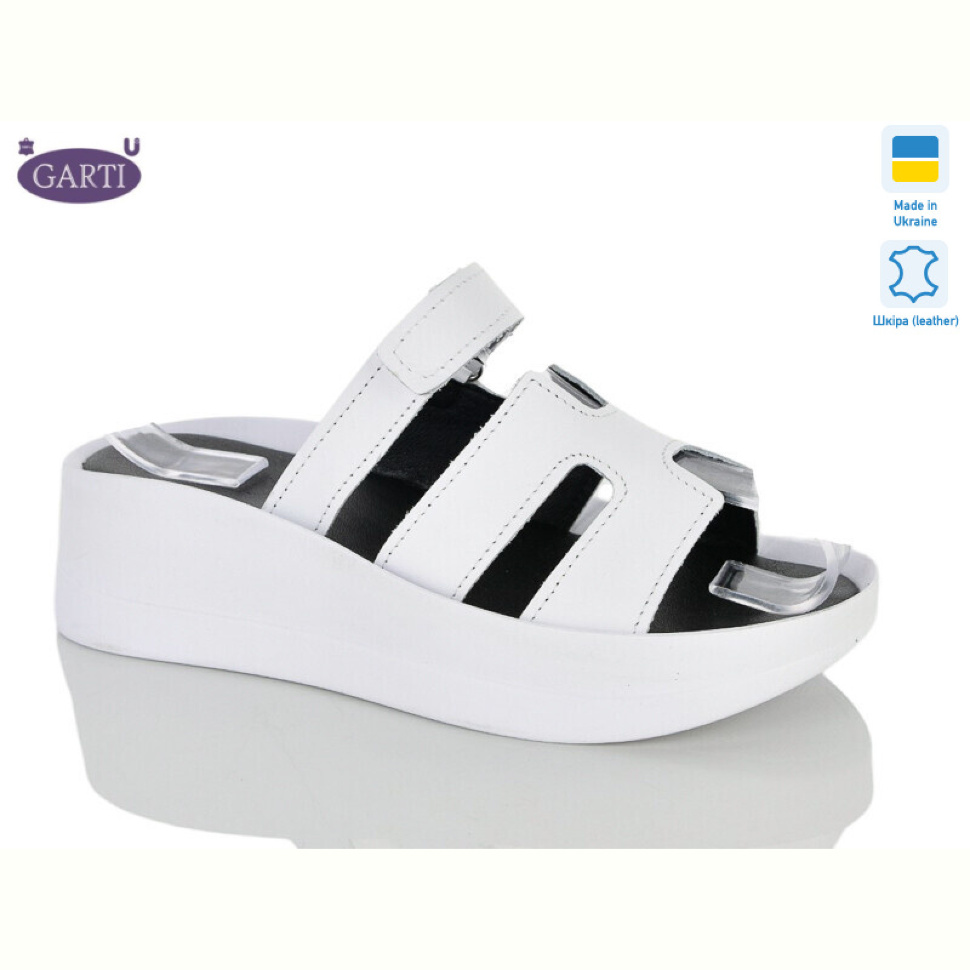 Шлепки Garti 0193 біла шкіра
