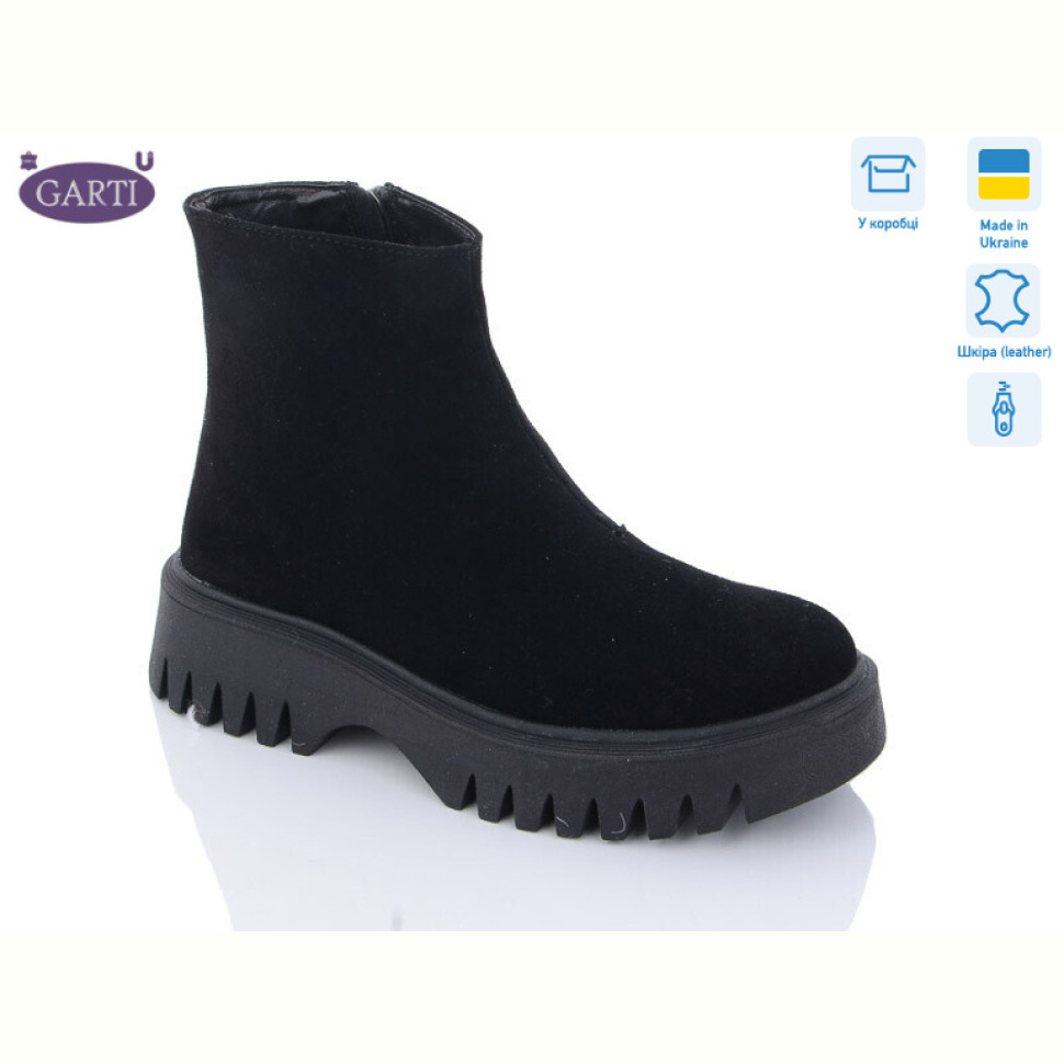 Ботинки Garti 6722 чорний замш байка Ботинки Garti 6722 чорний замш байка